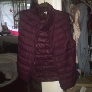 maroon bubble vest